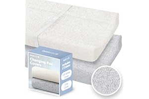 Jool Baby Changing Pad Covers – Soft & Comfortable, Fits Most Standard Diaper Changing Pads – Pack of 2 (Off-White & Gray - W
