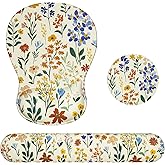 Ospelelf Keyboard Wrist Rest Set with Ergonomic Mouse Pad - 3-in-1 Memory Foam Support for Pain Relief, Office & Gaming with Coaster Yellow Floral