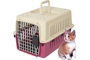 LUCKY TREE Pet Carrier Cat Carriers Kennel Crate Airline Approved Kitty Travel Cage Plastic Lightweight and Safe to Carry for Puppy Bunny Cats, Pink&White