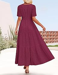 ZESICA Women's 2025 Summer Short Sleeve Maxi Dress
