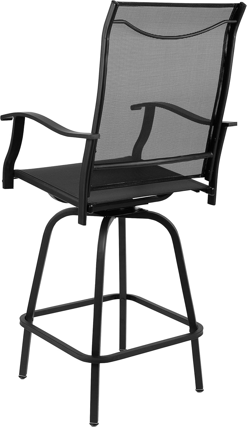 Flash Furniture 30" All-Weather Patio Swivel Outdoor Stools, Black, Set of 2: Garden & Outdoor
