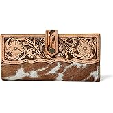 Merbaa Cowhide Leather Wallet for Women – Handcrafted Tooled Floral Western Clutch – Snap Closure Purse – Stylish Organizer for Daily Use – Gift Idea