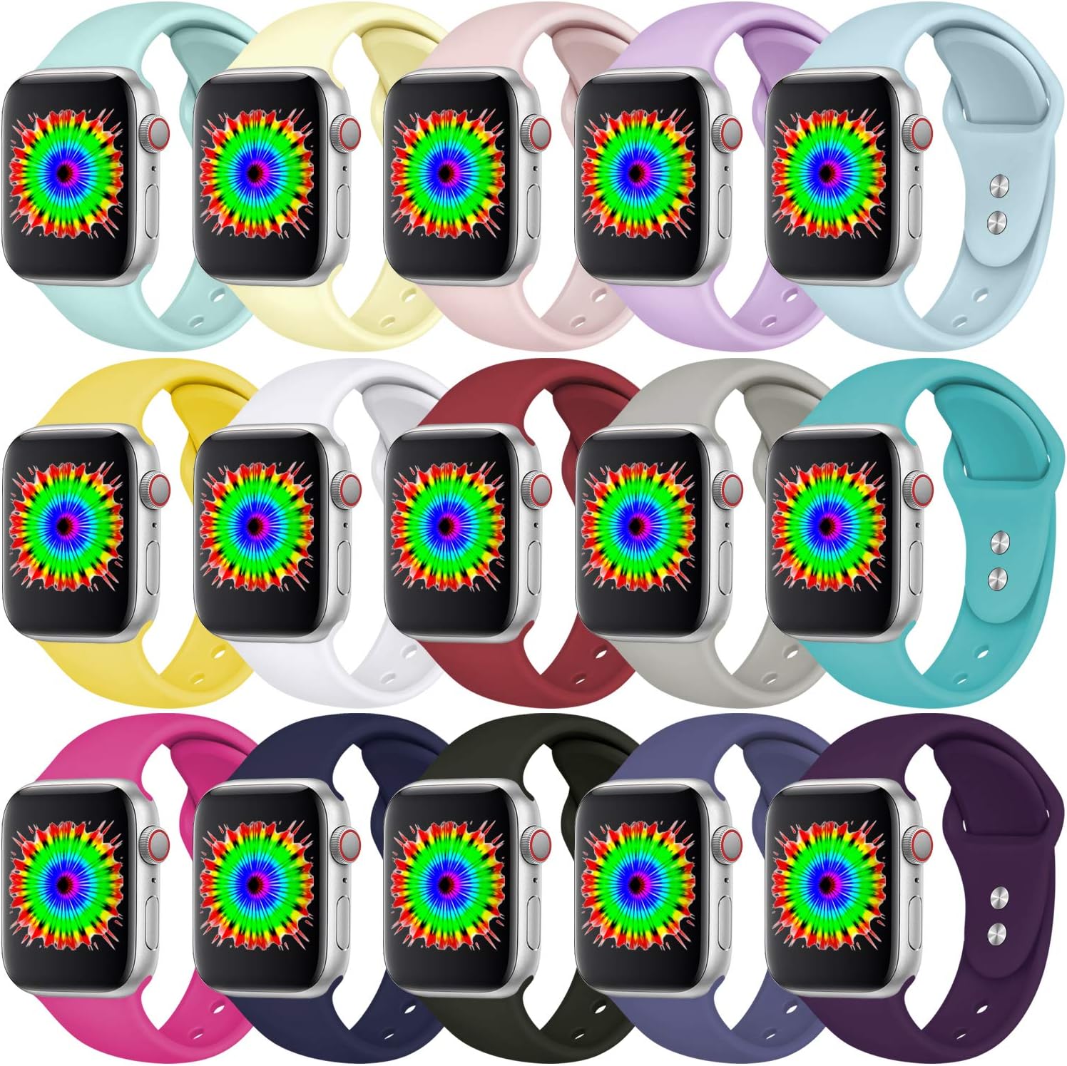 DGege Compatible for Apple Watch Band 38mm 40mm, S/M, Soft Silicone Band Compatible for iWatch Series 5/4/3/2/1, Multicolors