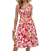 Kranda Women 2026 Summer Casual Spaghetti Strap Sundress V Neck Sleeveless Flowy Boho Floral Midi Dress with Pockets