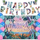 Blue Cartoon Party Supplies, Birthday Party Decorations Set Include Banner,Backdrop,Balloons,for Girls Angel Party Decorations