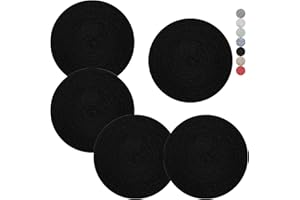 CAZZON Trivets for Hot Pots and Pans 8 inches 5 Pcs, Trivet for Hot Dishes, Hot Pads for Kitchen, Cotton Coasters Mat to Protect Counter, Cooking Potholder Set, Home Essentials Farmhouse Decor (Black)