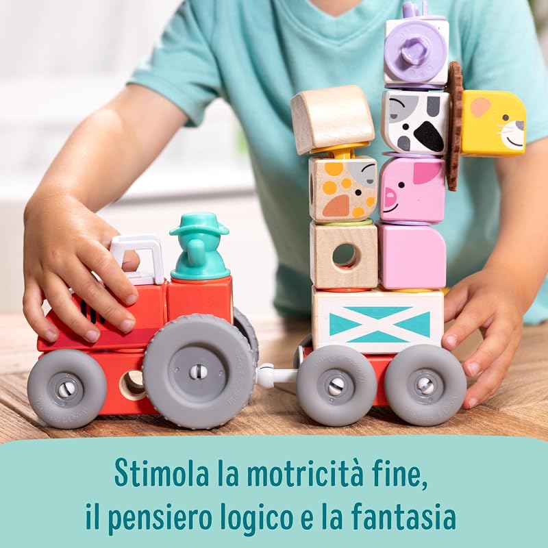 Blockables Set della Fattoria – Set di Costruzioni in Legno con Blocchi Collegabili (56 Pezzi), Gioco Creativo e Educativo, Regalo per Bambini e Bambine, 2+ Anni - Certificati FSC