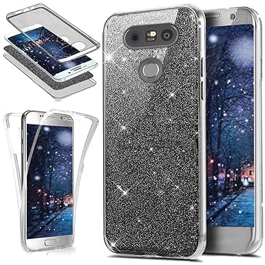 Kompatibel mit LG G5 Hülle Schutzhülle,Full-Body 360 Grad Bling Glänzend Glitzer Klar Durchsichtige TPU Silikon Hülle Handyhü