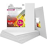 PHOENIX Small Painting Canvas Panels 4x4 Inch, 12 Value Pack - 8 Oz Triple Primed 100% Cotton Acid Free Square Canvas Boards for Painting, White Blank Flat Canvas Boards for Acrylic, Oil Paints