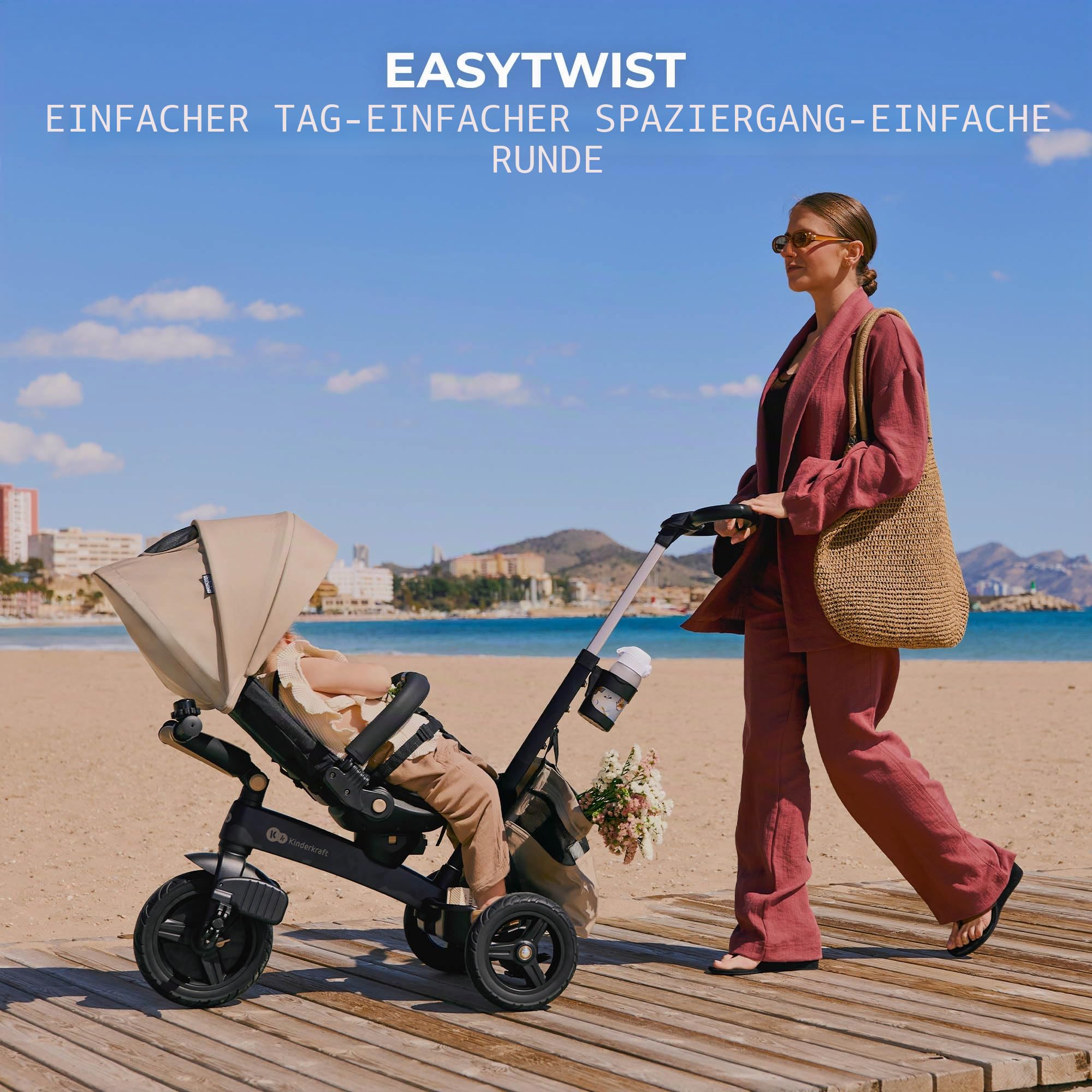 Kinderkraft EASYTWIST evolutionäres Dreirad, ausziehbar, um 360 Grad drehbarer Sitz, für Kinder im Alter von 9 Monaten bis 5 Jahren, Schwarz 2