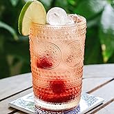 Hobnail Beaded Floral Rose Gold Drinking Glasses Set of 6, (13 oz) Vintage Glassware Set by Kate Aspen| Cocktail Glass Set, Juice Glass, Water Cups | Great Hostess Gift & Gift for New Home Owners