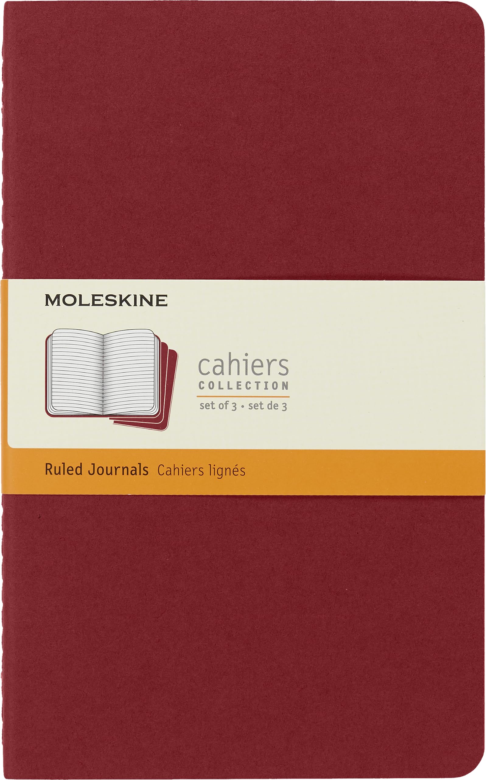Moleskine Ruled Cahier L - Red Cover (3 SET)