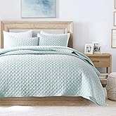 HORIMOTE HOME Quilt King Size Aqua Blue, Lightweight Quilt for Summer, Ultra-Soft Microfiber Modern Style Quilted Clouds Pattern Bedspread Quit Set 3 Pieces(1 Quilt and 2 Pillow Shams)