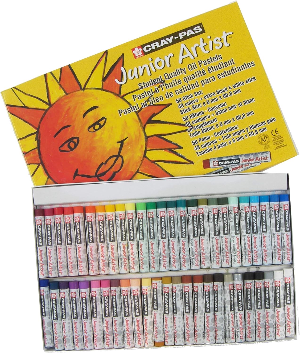 Sakura Cray-Pas Junior Artist Oil Pastels, Assorted Colors, Set of 50