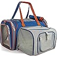 Mr. Peanut's Gold Series Mini Expandable Airline Approved Soft Sided Pet Carrier, Premium Brand Self Locking Zippers, Plush Faux Fleece Bedding with a Sturdy Plywood Base (Deja Blue)