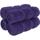 American Soft Linen Luxury Washcloths for Bathroom, 600 GSM 100% Cotton 4 Piece Turkish Wash Cloth Set, 13x13 in Soft Rags for Body and Face, Purple Washcloths