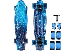 KMX Skateboard 22 and 27 Inch, Classic Cruiser Skateboard for Boys, Girls, Kids, Students, Adults, Teens, Mini Cruiser Board for Beginners and Advanced Skaters.