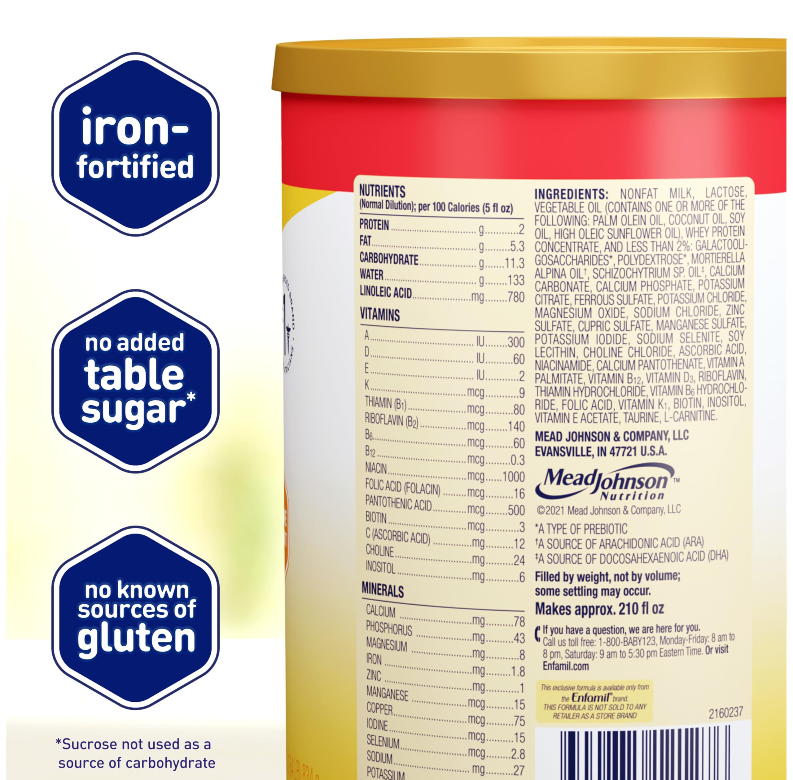 Enfamil Infant Formula, Milk-based Baby Formula with Iron, Omega-3 DHA & Choline, Powder Can, 21.1 Oz