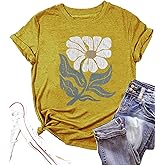 Vintage Floral Shirts Women Boho Wildflowers T-Shirt Wildflower Graphic Tee Shirts Summer Nature Tshirts Tops