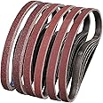 POTUINOM 36pcs Sanding Belts 1/2X18 Inches - 6 Each of 40/60/80/120/180/240 Grits Aluminum Oxide, Compatible with Wood, Plast
