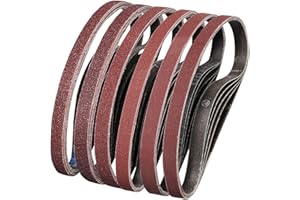 POTUINOM 36pcs Sanding Belts 1/2X18 Inches - 6 Each of 40/60/80/120/180/240 Grits Aluminum Oxide, Compatible with Wood, Plast