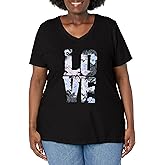 Just My Size Women's Size Plus Printed Short-Sleeve V-Neck T-Shirt