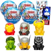 Avengers Blind Box Party Favors - Bundle with 4 Avengers Mash'Ems Blind Ball Mini Figures Mystery Toys Plus Stickers, More | Avengers Figurines for Kids, Boys, Girls