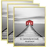 ELSKER&HOME 16x20 Poster Frame 3 Pack, Gold Picture Frame for Horizontal or Vertical Wall Mounting, Sturdy and Scratch-proof