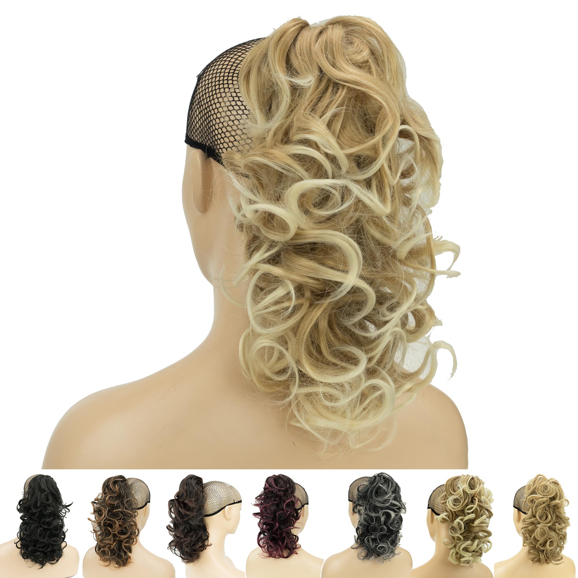 IMISSU Messy Curly Hair Short Claw Ponytail Hair Extensions Pony Tail Clip in Hairpieces (Beach Blonde) — image 1