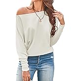 Cakulo Womens Off The Shoulder Sweater Batwing Long Sleeve Casual Knit Tops 2026 Lightweight Pullover Sweaters