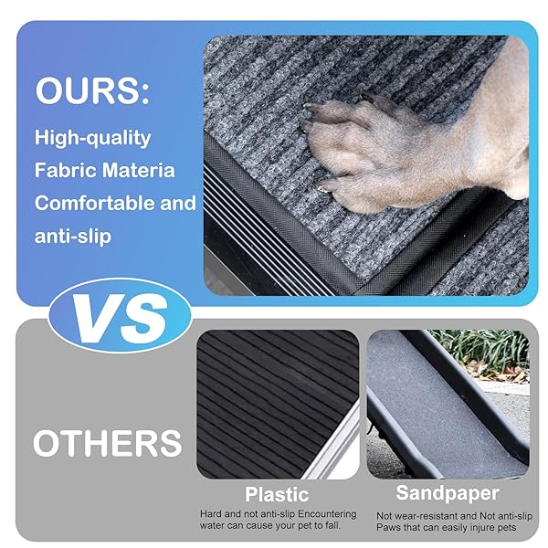 UROSS DOG RAMP FOR CAR 63″ LONG – COLLAPSIBLE PET RAMPS FOR LARGE DOGS SUV TRUCK FOLDING OUTDOOR DOG RAMP FOR PORCH STEPS