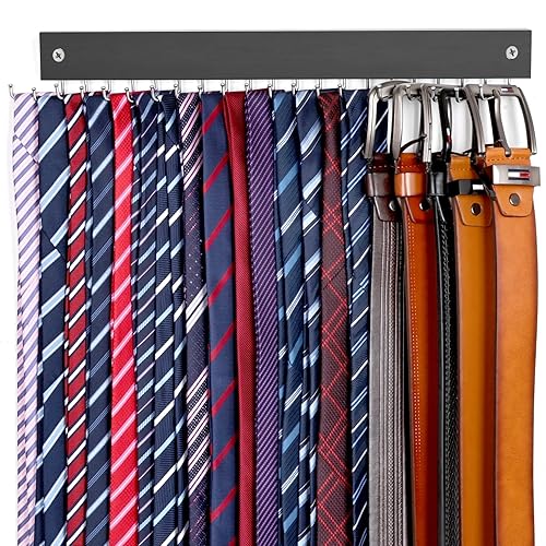 in 1】 Tie Rack Belt Organizer Wall Mounted, Space Saving Tie