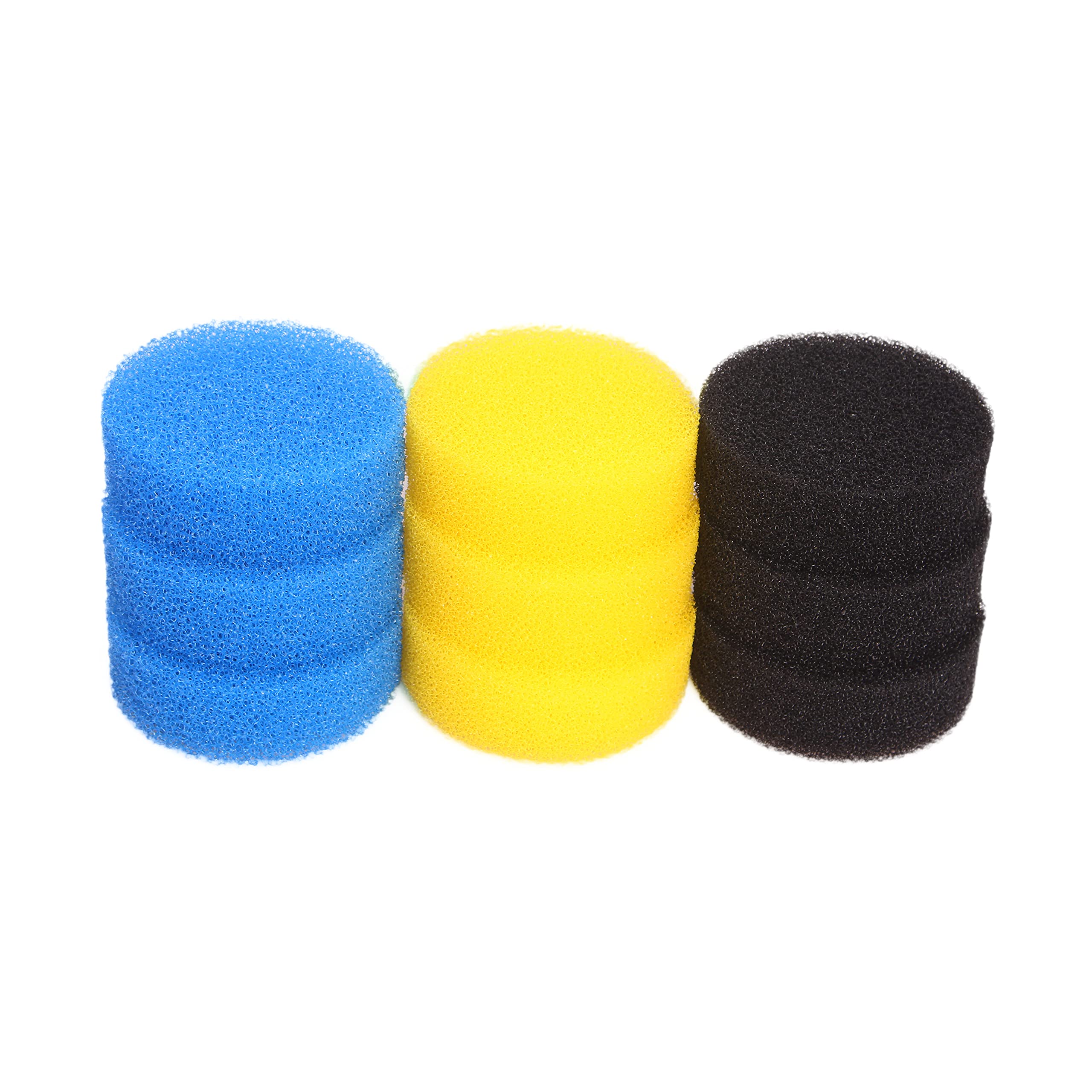 INGVIEE Compatible Filter Foam Set Fit for All Pond Solutions EF-Booster (3x Blue Coarse, 3x Yellow Medium and 3x Black Fine)