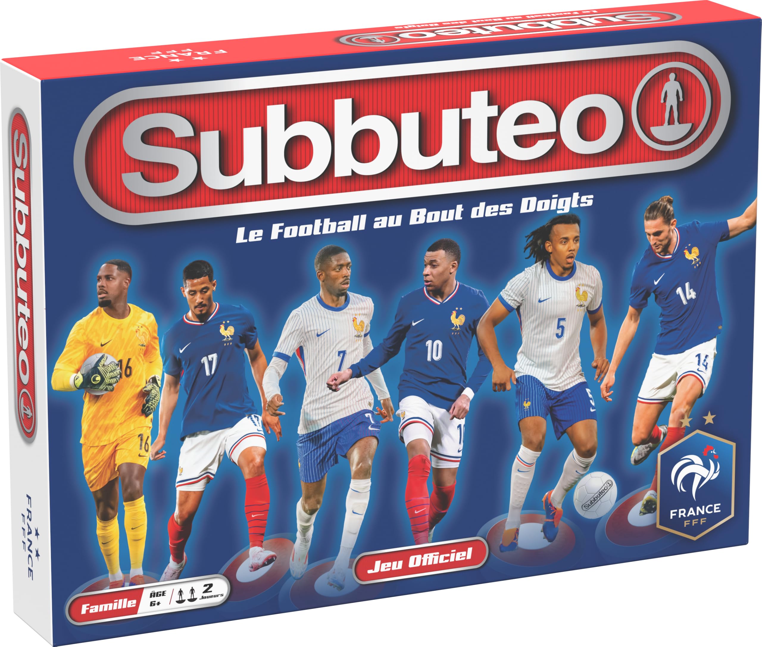 MegaBleu - SUBBUTEO Team de France FFF - Table Football Game for Adults and Children from 6 Years Old - Football Game with Strategic Pitcherette - Official FFF Product - 2 Players - In French