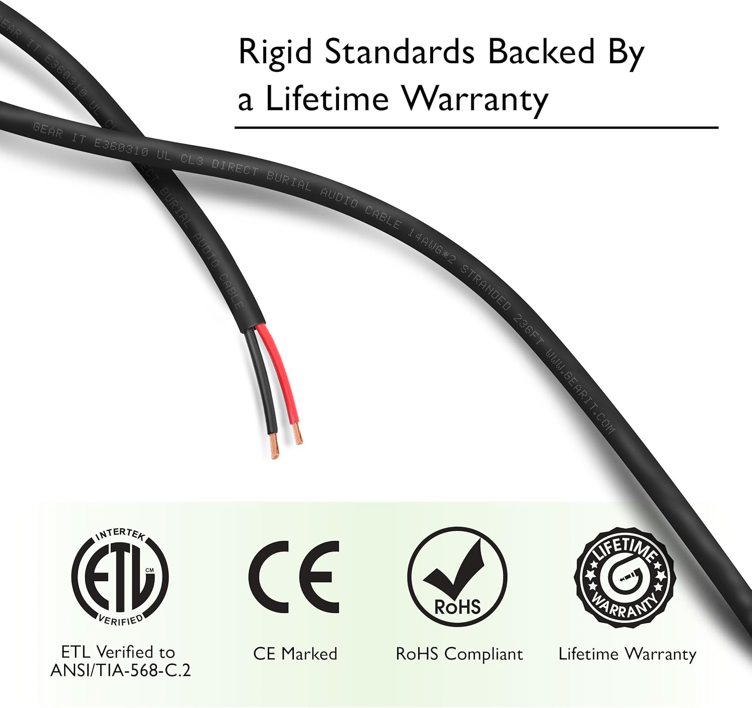16 AWG CL3 OFC Outdoor Speaker Wire, GearIT Pro Series 16 Gauge (250 Feet / 76.2 Meters/Black) Oxygen Free Copper UL CL3 Rated for Outdoor Direct Burial and in-Wall Installation Speaker Cable: Electronics