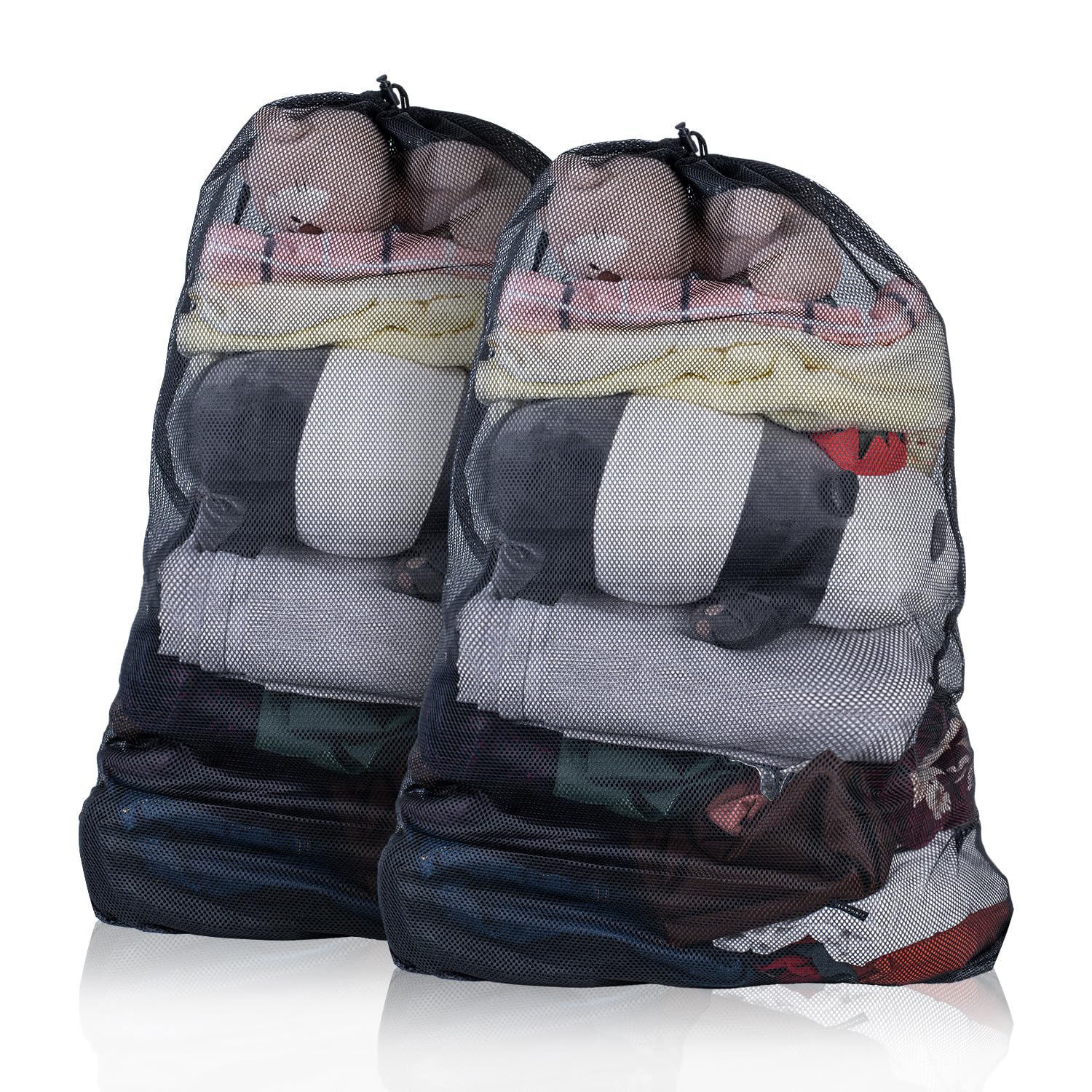 Photo 1 of 2 Pack Mesh Laundry Bags, Large Mesh Laundry Bag 24"x 36", Durable Net Travel Laundry Bags for Home, Dorm, Apartments, Laundromat Black