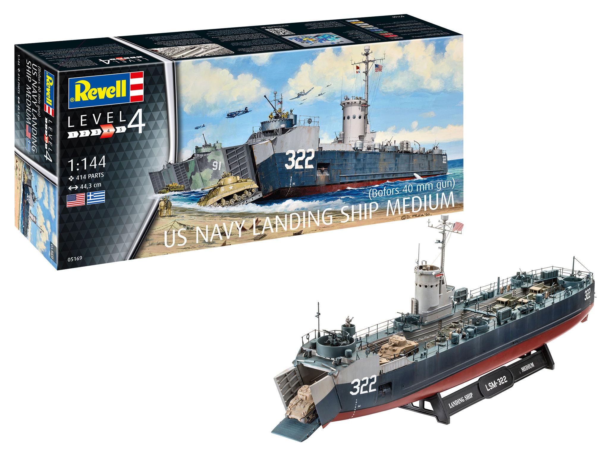 Revell 05169 US Navy Landing Ship Medium (Bofors 40 mm gun) 1:144 Scale Unbuilt/Unpainted Plastic Model Kit