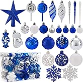 Shatterproof Christmas Ball Ornaments Set, 130 Pack Christmas Tree Decorations, Assorted Hanging Christmas Balls Bulk for Holiday Indoor Outdoor Xmas Party Decor (130 Blue)