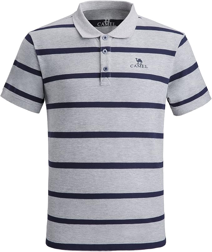 Camel Men's Classic Fit Striped Polo Sports TShirt Short Sleeve top（Gray，L Amazon.co.uk