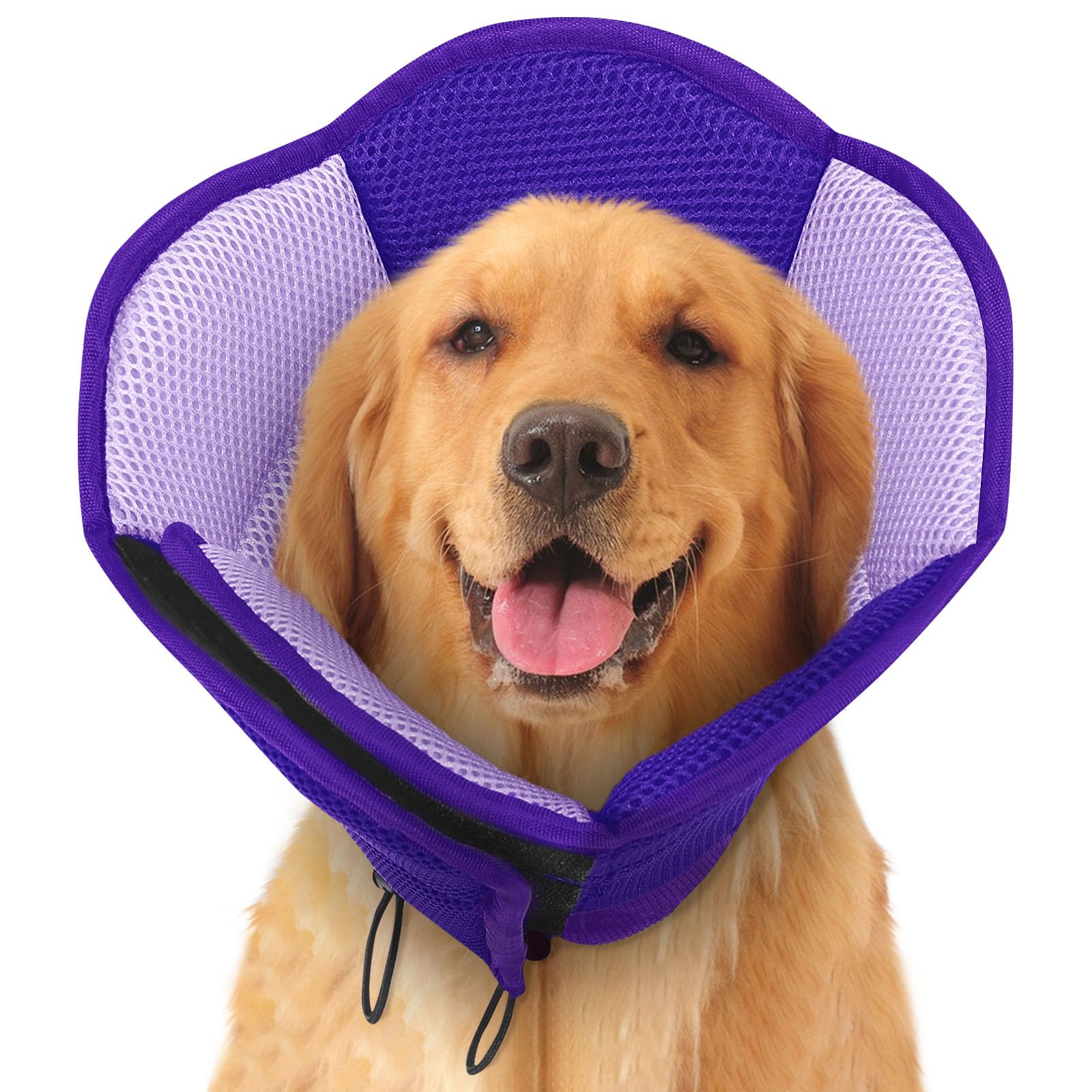 Photo 1 of SUNFURA Dog Cone - Soft Cone for Dogs to Stop Licking, Pet E-Collar Alternative After Surgery, Adjustable Pet Recovery Collar for Wound Healing, Purple Large