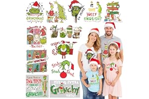 NANZHOO 12 Sheets Christmas DTF Transfers Ready to Press Iron on Transfers for T-Shirts, Heat Transfer Vinyl Heat Transfer Stickers Iron on Decals for Xmas Tshirts Clothes Pillow Covers Xmas DIY Crafts