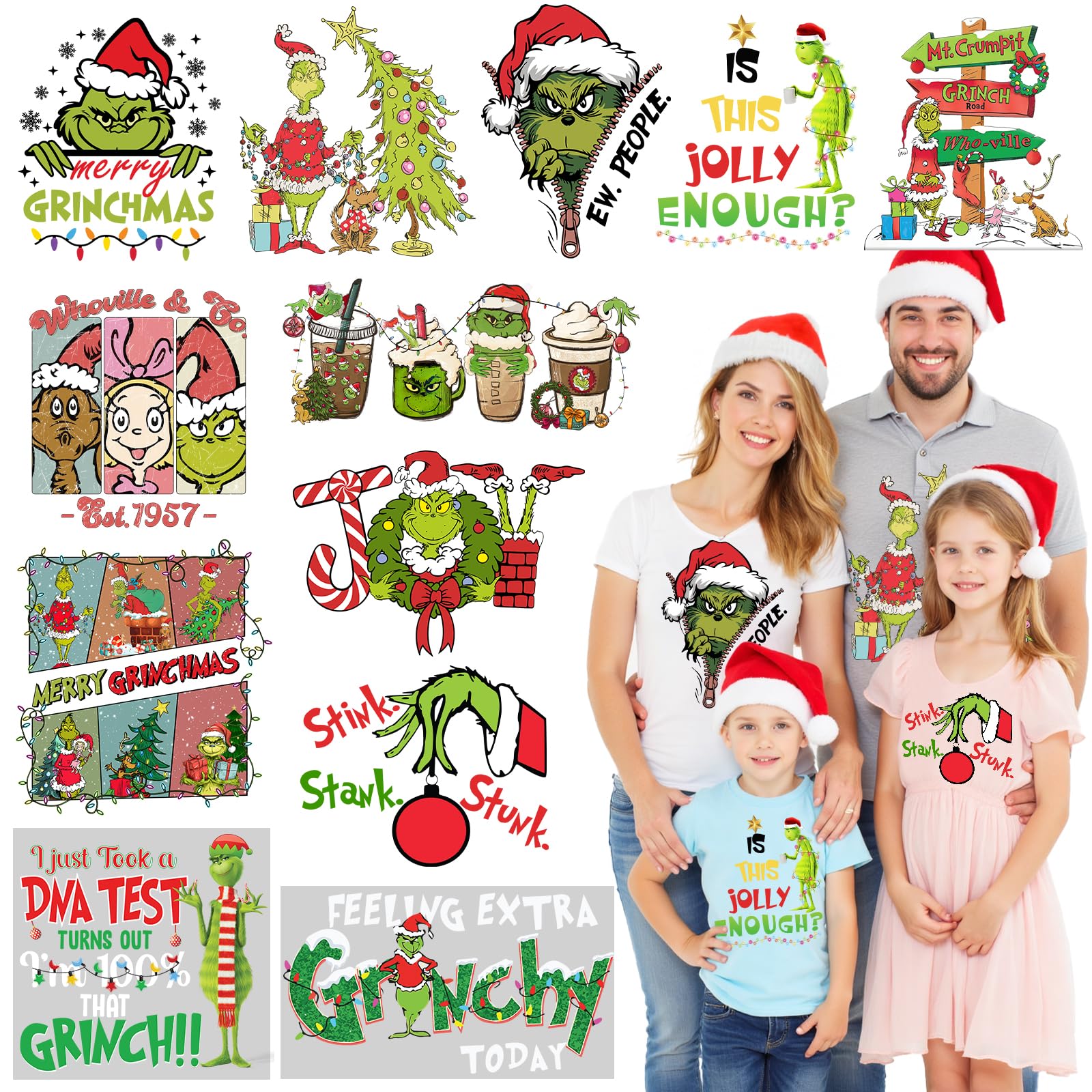 Photo 1 of 12 Sheets Christmas DTF Transfers Ready to Press Iron on Transfers for T-Shirts, Heat Transfer Vinyl Heat Transfer Stickers Iron on Decals for Xmas Tshirts Clothes Pillow Covers Xmas DIY Crafts