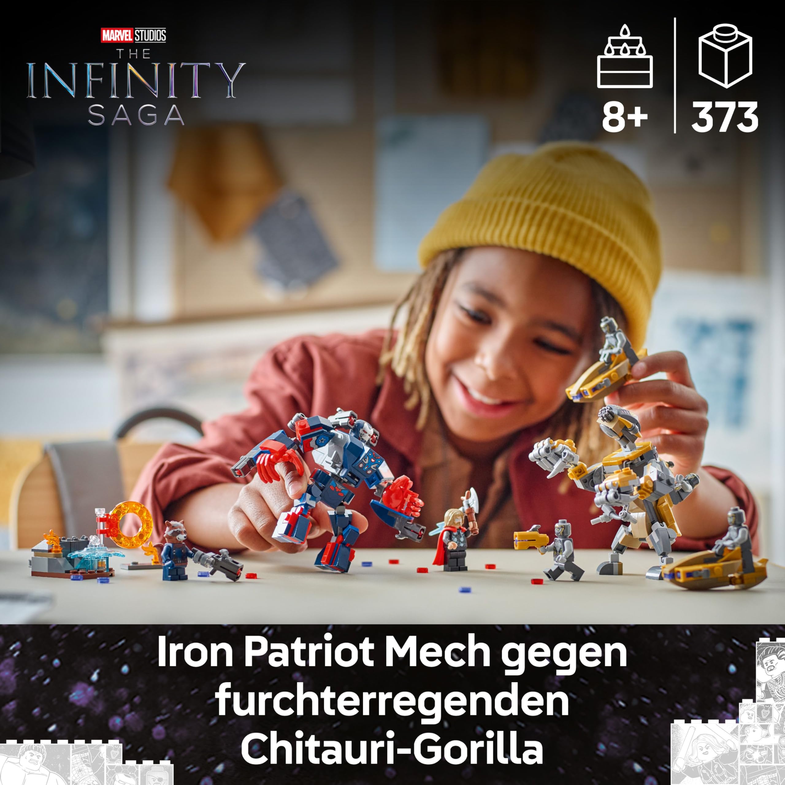 LEGO ǀ Marvel Avengers: Endgame Thor vs. Chitauri Bauset - Superhelden Action mit dem Iron Patriot Mech und 7 Minifiguren - Geschenk für Jungen und Mädchen ab 8 Jahren - 76322 2