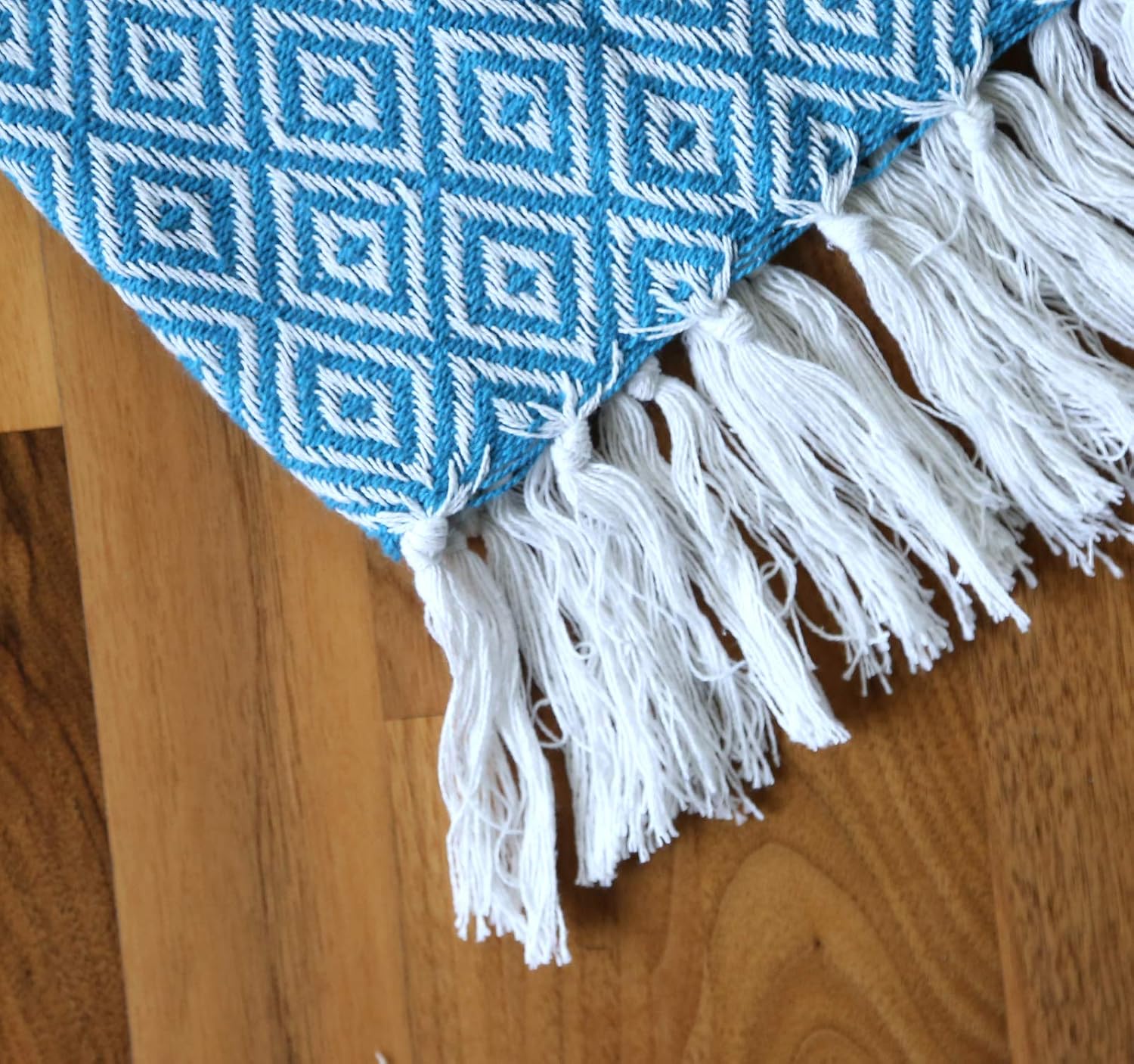 RAJRANG BRINGING RAJASTHAN TO YOU Aqua Blue Farmhouse Throw Blanket