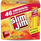 Slim Jim Smoked Jerky Meat Snack Sticks, Original Flavor, 0.28 oz., 46-ct | Good source of protein, 6g per serving; Original flavor; great for on-the-go snack; perfect in lunchboxes; bulk pantry staple