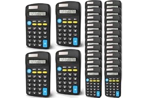 Bulexy 24 Pack Basic Calculators for Students, Pocket Calculator Bulk Classroom Mini Calculators Solar and Battery Dual Power