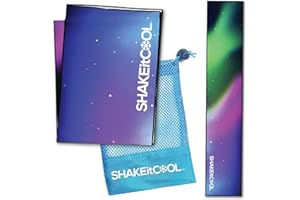 SHAKEitCOOL Original Cooling Towel – Be Cool in Style - Heat Relief, Soft, Lightweight, Sun Protection, Easy Clean - Perfect for Biking, Running, Yoga, Gym, Gardening - Aurora