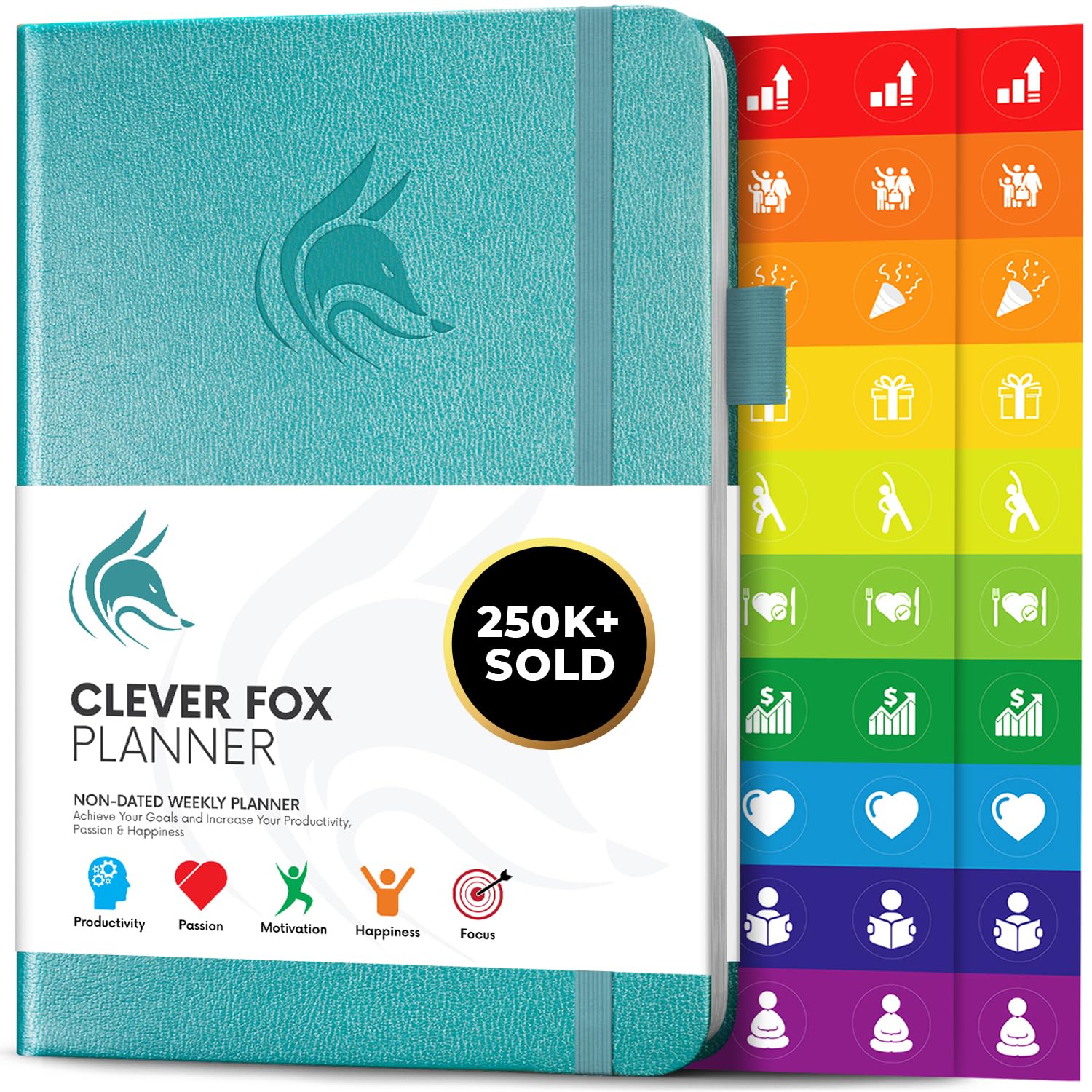 Clever Fox Planner – Undated Weekly & Monthly Organizer Journal for Productivity, Time Management & Goals – A5 (Aquamarine)