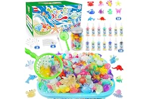 QANIY Magic Water Elf Toy Kit, Crafts for Kids Ages 4-8, Squishy Maker Set with 14 Magic Gels and 10 Molds, Aqua Fairy for Kids, Make Your Own Squishies Toys