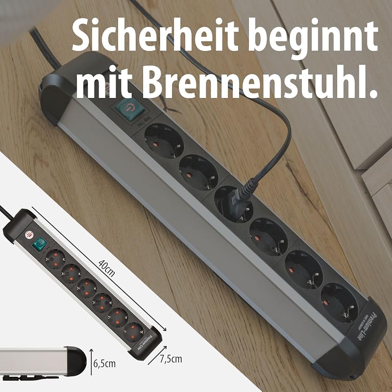 Premium-Alu-Line Steckdosenleiste 6-Fach, 3m